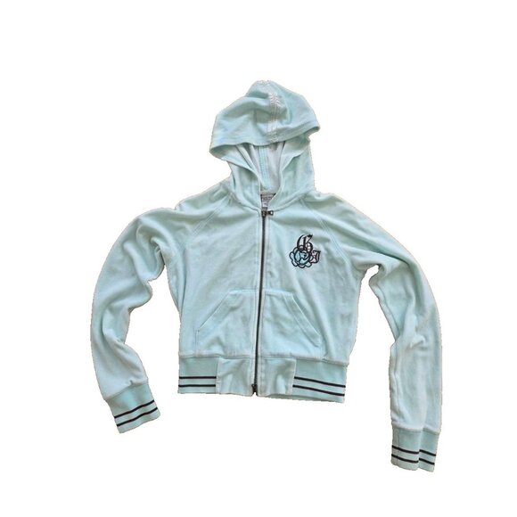 Guess Jeans Floral Long Sleeve Full Zip Hoodie Light Blue S/P A001163 - Picture 2 of 12